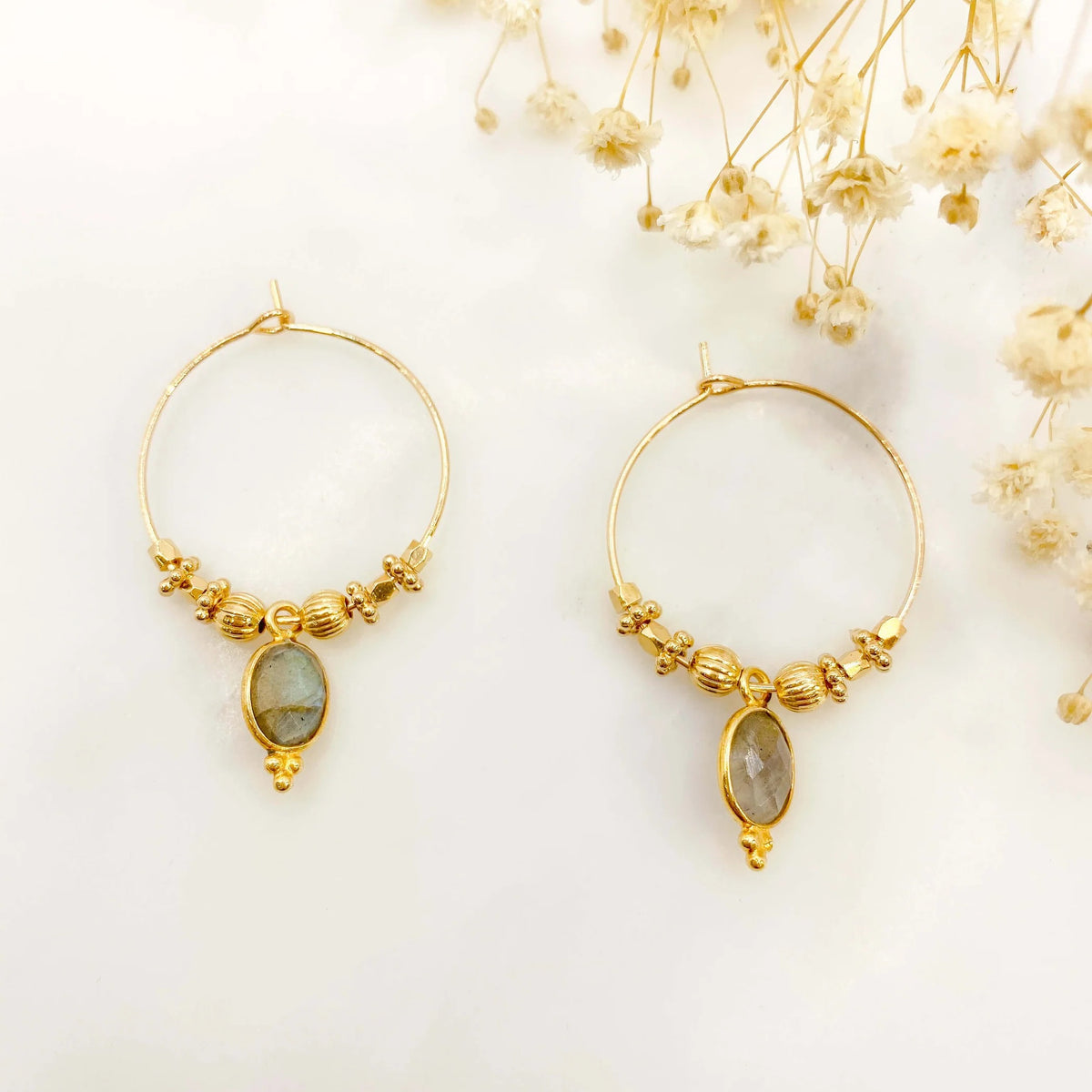 Boucle d'oreilles créoles VARANASI - Labradorite