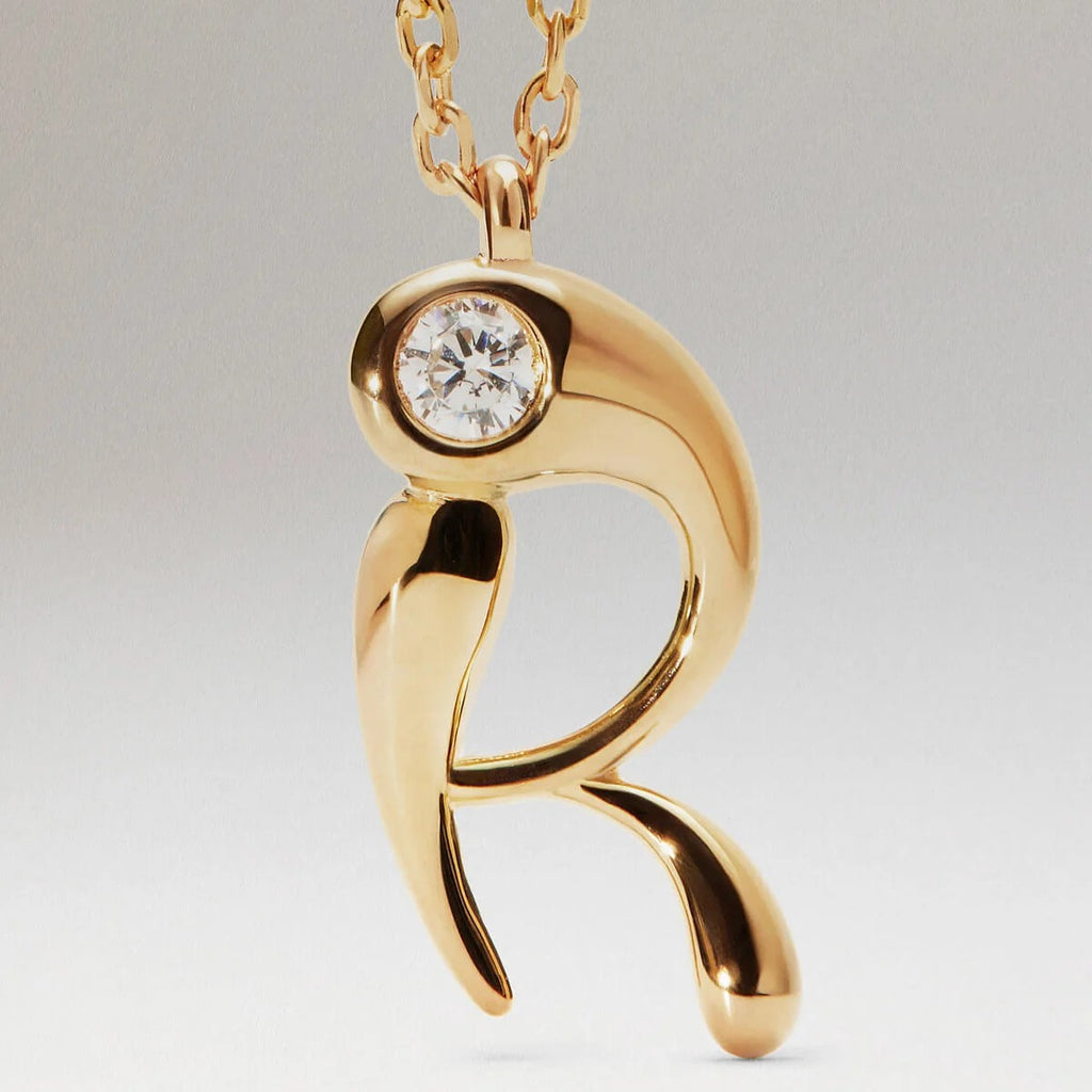 Collier Lettre R Initiale pendentif