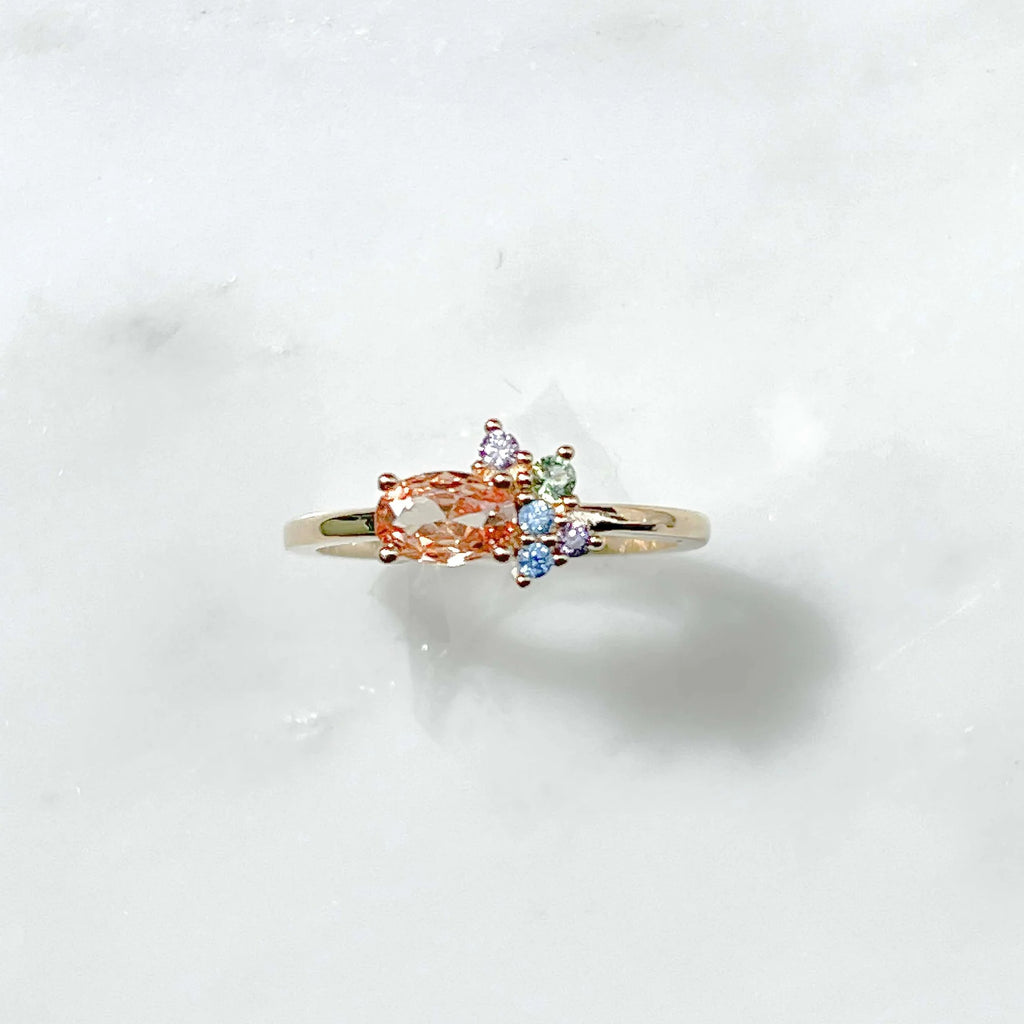 Bague Soleia – Plaqué Or 3 Microns Zircon Champagne Pêche
