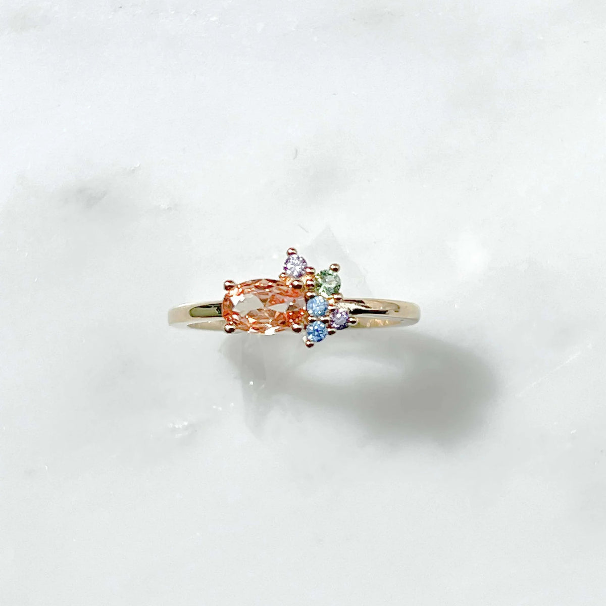 Bague Soleia – Plaqué Or 3 Microns Zircon Champagne Pêche