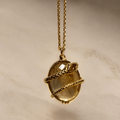 Collier Serpent - uartz rutilé- plaqué or