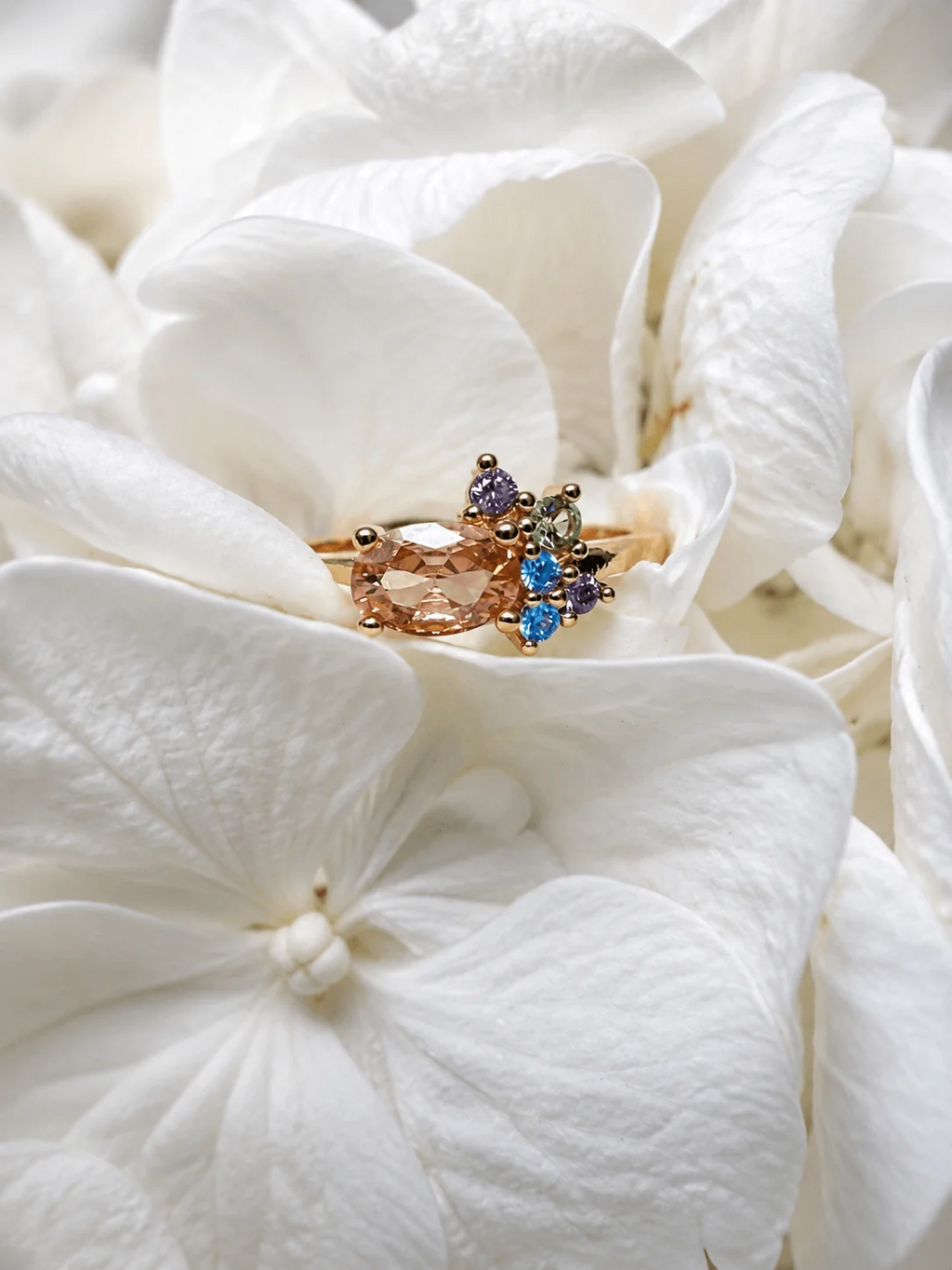 Bague Soleia – Plaqué Or 3 Microns Zircon Champagne Pêche